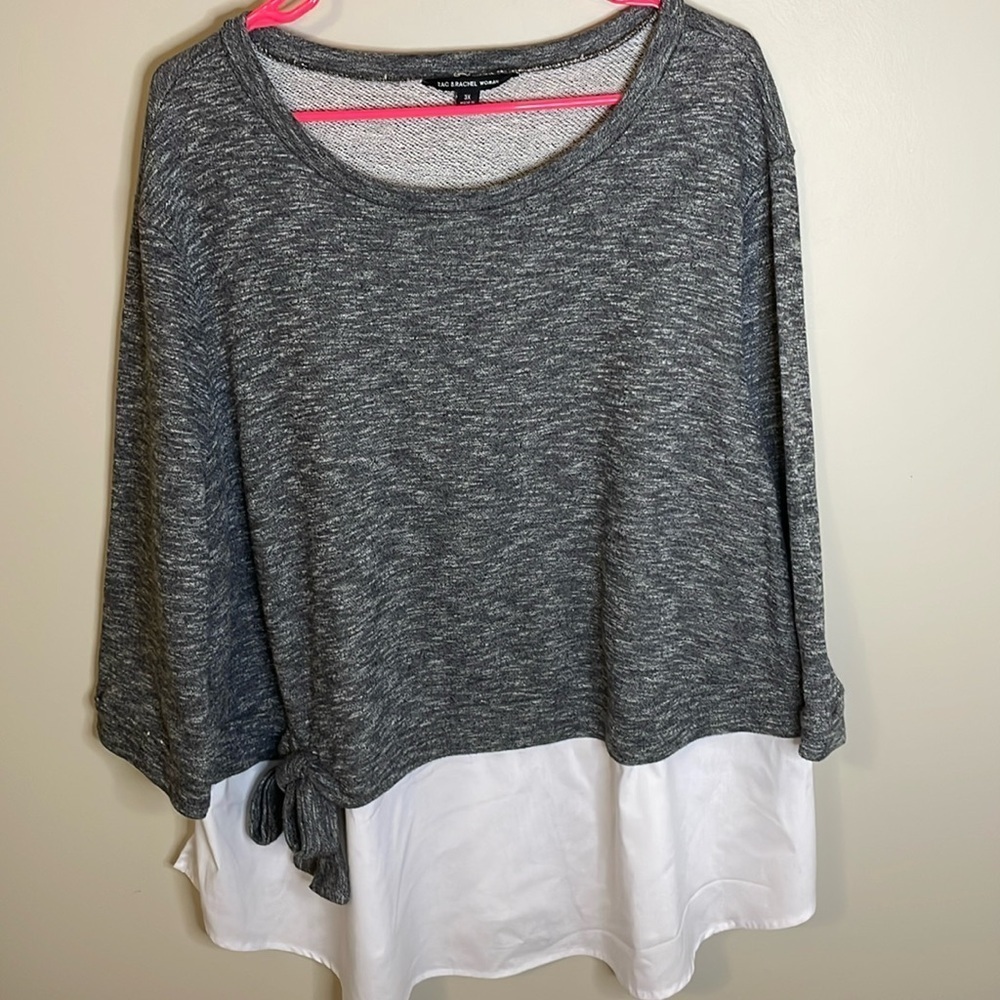 ZAC‎ & RACHEL Woman’s Black/White Lagenlook Tunic Top 3X Casual Academia Layers